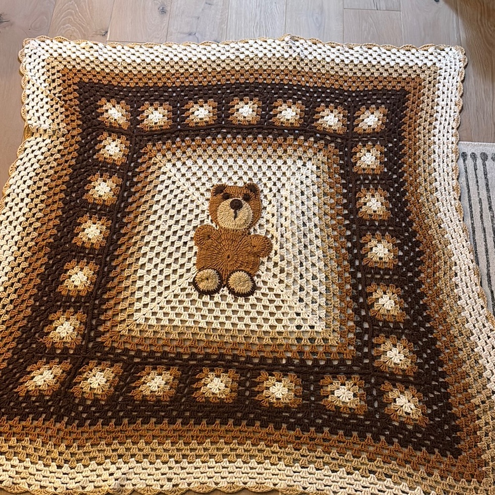 Handmade Crochet Teddy Bear Blanket